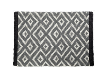 New clean door mat with pattern isolated on white, top view