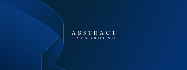 Banner design with dark blue diagonal waving ribbon pattern. Dark blue background. Modern lines abstract presentation background.
