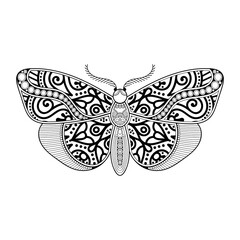 vector butterfly black and white element line art print design