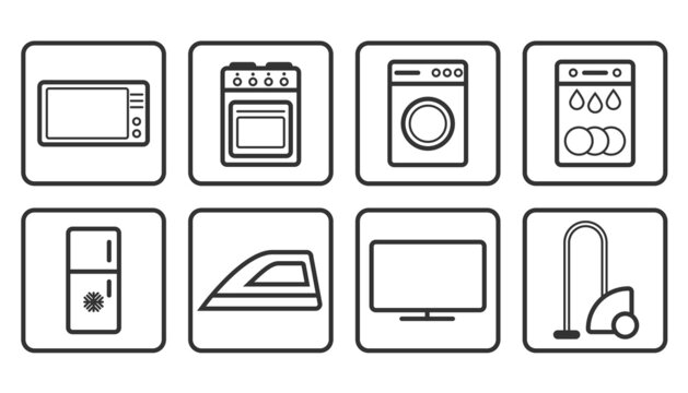 Household appliances icon set. Vector  illustration.