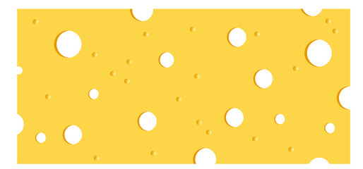 Piece of cheese icon or symbol. texture of the cheese with holes. Vector fresh yellow food or snacks background. Cheese seamless pattern pictogram. Cross-section, Cheese slices banner.