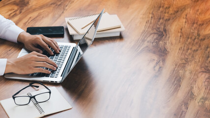 businessman using laptop contact us at workplaces, planning ideas investors internet searching, ideas investors. horizontal size image.