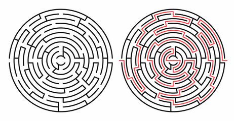 Abstract maze / labyrinth with etry and exit. Vector labyrinth 301.