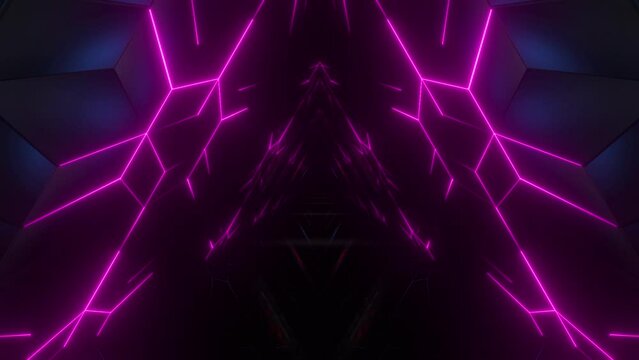 4K Colored Abstract Neon Triangular Tunnel