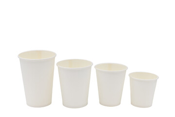 White paper cups for drinks on a white background