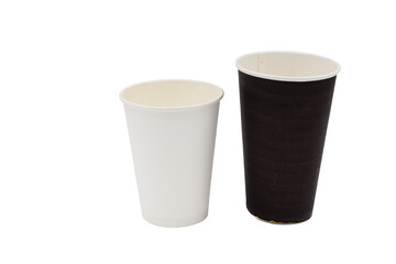 Black and white paper cup for drinks on a white background