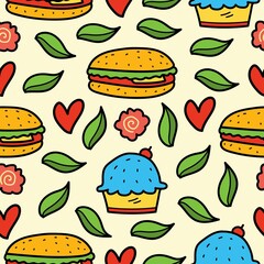 Hamburger pattern designs illustration for clothing, wallpapers, backgrounds, posters, books, banners and more