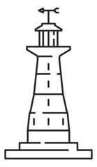 Lighthouse icon. Marine signal tower in line style