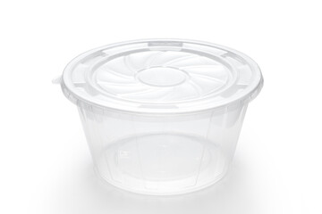 Disposable plastic bowl isolated on white background