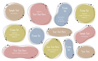 やさしい・やわらかい・ゆるい手書きのフレームセット／くすみカラー（サンプル文字入り）