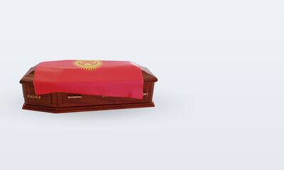 3d coffin Kyrgyzstan flag rendering left view