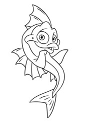 Fish beautiful illustration cartoon contour line