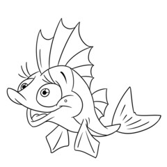 Fish joy illustration cartoon contour line