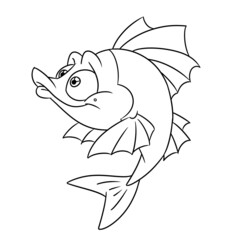 Fish surprise illustration cartoon contour line