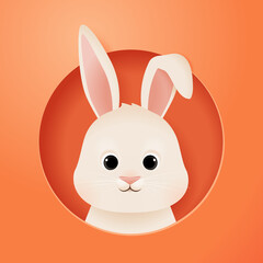 Cute easter bunny, cartoon vector rabbit in hole