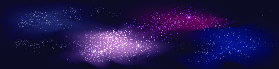 cluster of galaxies and nebulae in outer space. vector banner
