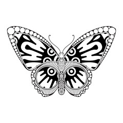 vector butterfly black and white element line art print design