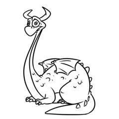 dragon reptile fairy tale illustration cartoon contour line