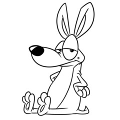 Dog parody sitting illustration cartoon contour line