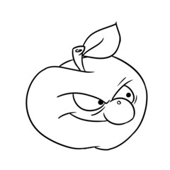 Apple angry fruit illustration cartoon contour line