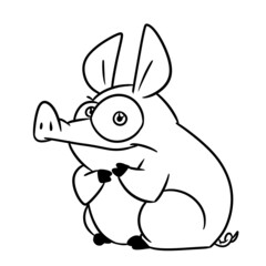 Pig animal illustration cartoon contour line