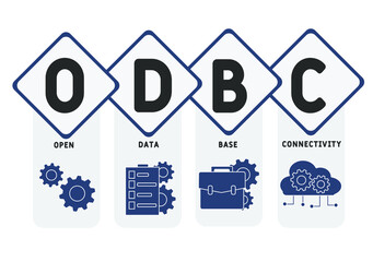 ODBC - Open Database Connectivity acronym. business concept background.  vector illustration concept with keywords and icons. lettering illustration with icons for web banner, flyer, landing pag