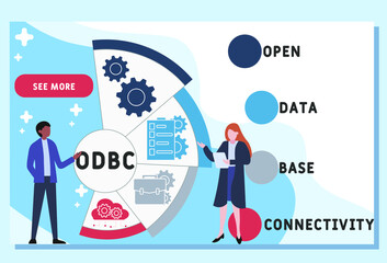 ODBC - Open Database Connectivity acronym. business concept background.  vector illustration concept with keywords and icons. lettering illustration with icons for web banner, flyer, landing pag