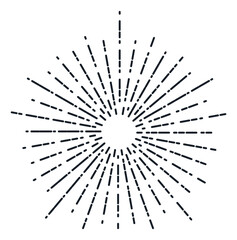Sunbirst symbol. Light rays in thin dashed line style