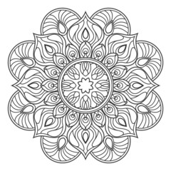 Mandala pattern. Traditional Indian round line ornament