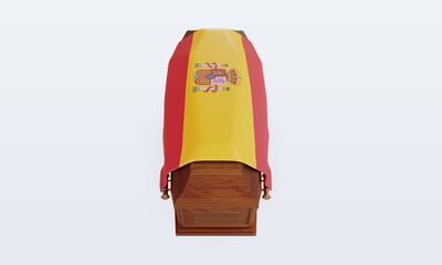 3d coffin Spain flag rendering front view