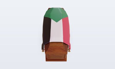 3d coffin Sudan flag rendering front view