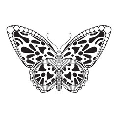 vector butterfly black and white element line art print design