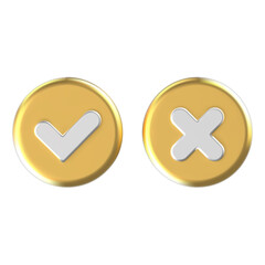 Realistic Right And Wrong 3D Button Vector Illustration.