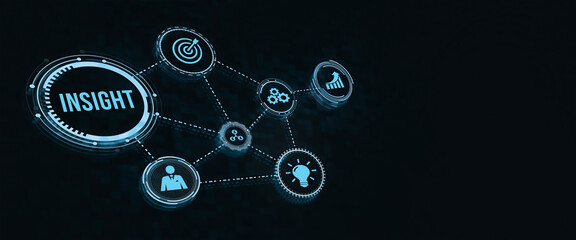 Internet, business, Technology and network concept. INSIGHT inscription, successful business concept. Virtual button.