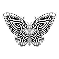vector butterfly black and white element line art print design