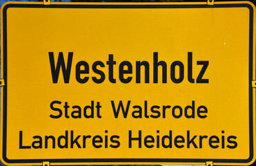 Ortsschild von Westenholz, Niedersachsen