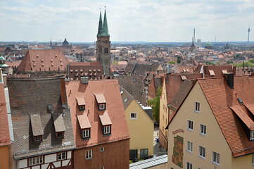 Obraz premium Panorama der Altstadt von Nürnberg, Franken, Bayern