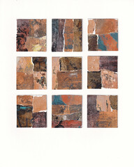 Weathered, rugged, texture, rock, nature inspired, wabi sabi, collage of monoprinted papers