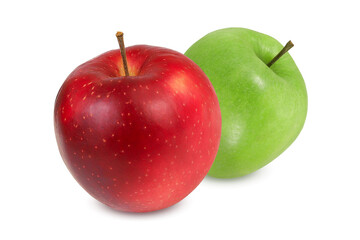 Red and green apple on isolated white background