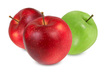 Red and green apple on isolated white background