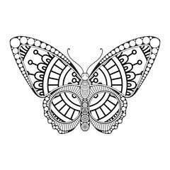 vector butterfly black and white element line art print design