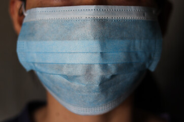 Close up woman wearing a mask with soft focus background.Woman portrait.
