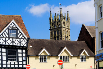 Naklejka premium England UK. Traditional houses and cottages in an English Village. Suitable for articles on housing market, finance, mortgage, cost of living etc. Generic property image.