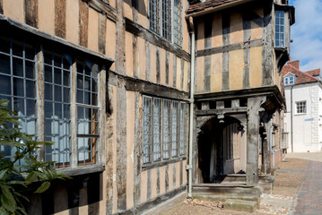 Naklejka premium England UK. Traditional houses and cottages in an English Village. Suitable for articles on housing market, finance, mortgage, cost of living etc. Generic property image.