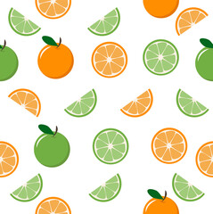 oranges and lemon fruit Seamless pattern