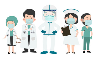 Doctors and nurse Medical cartoon set