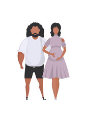 The man and the pregnant woman are depicted in full growth. isolated. Happy pregnancy concept. Vector illustration in a flat style.
