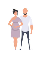 The man and the pregnant woman are depicted in full growth. isolated on white background. Happy pregnancy concept. Vector illustration.