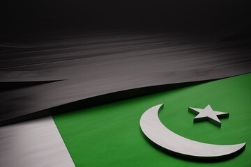 Flag of Pakistan 3D abstract stylized wave design dark background