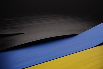 Flag of Ukraine 3D abstract stylized wave design dark background
